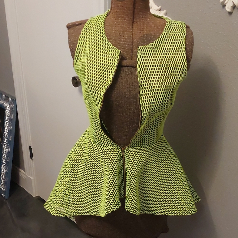 Cleo Vibrant Lime Mesh Peplum Top